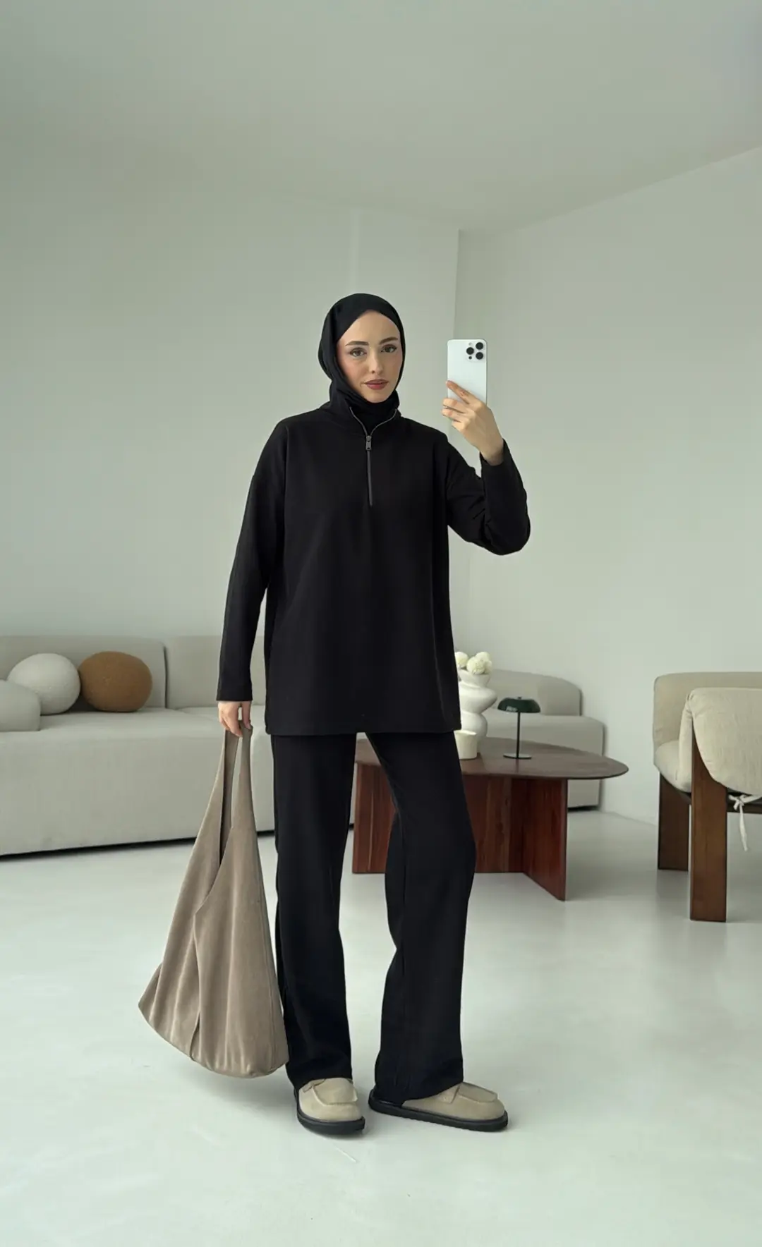 Yarım Fermuarlı Takım Siyah - Görsel 7