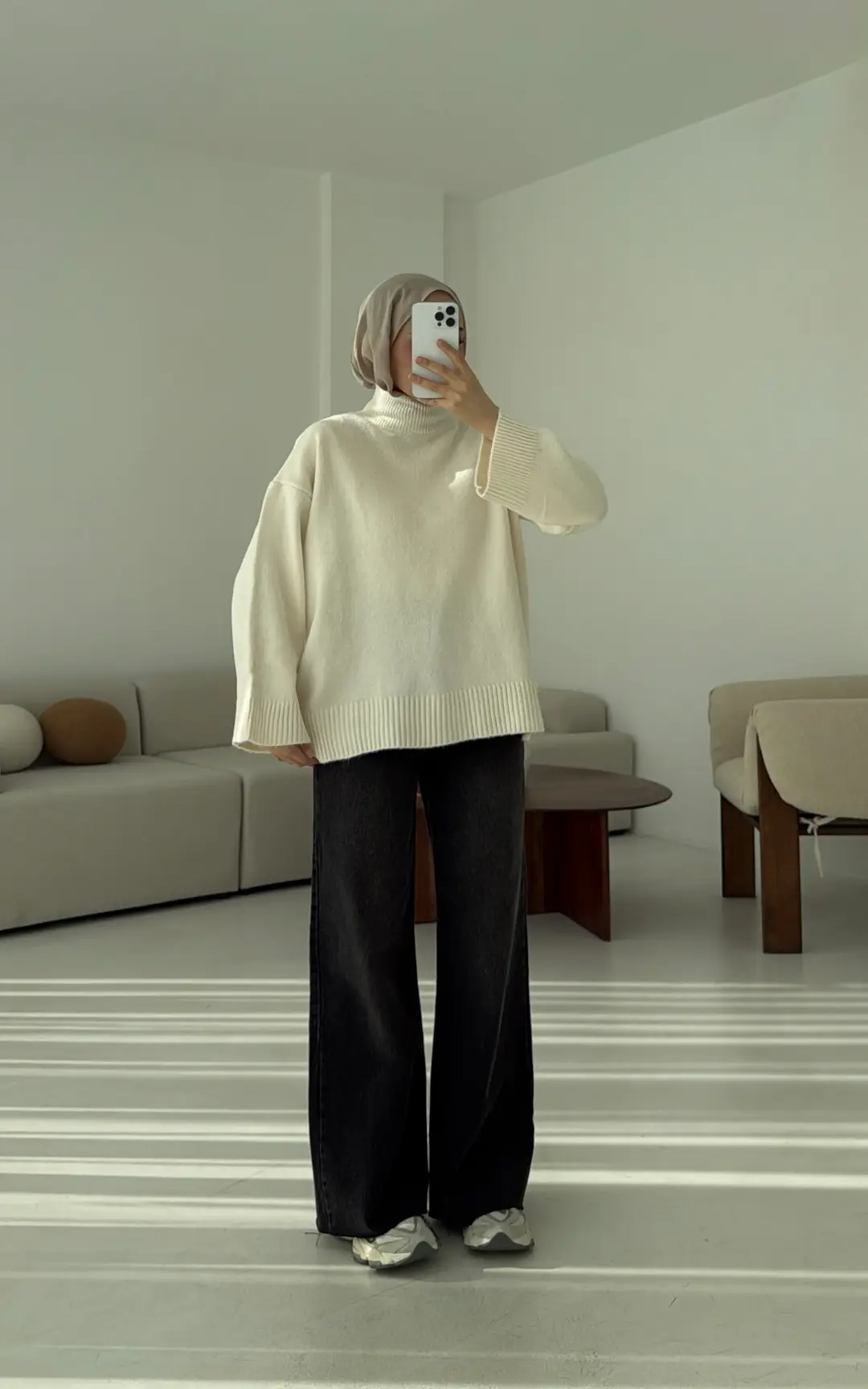 Yarım Yaka Triko Kazak Krem - Görsel 2