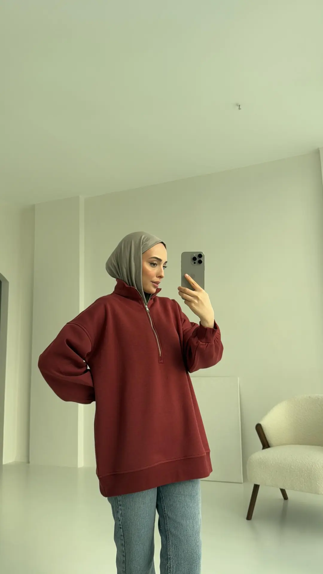 Yarım Zip Sweatshirt - Görsel 2