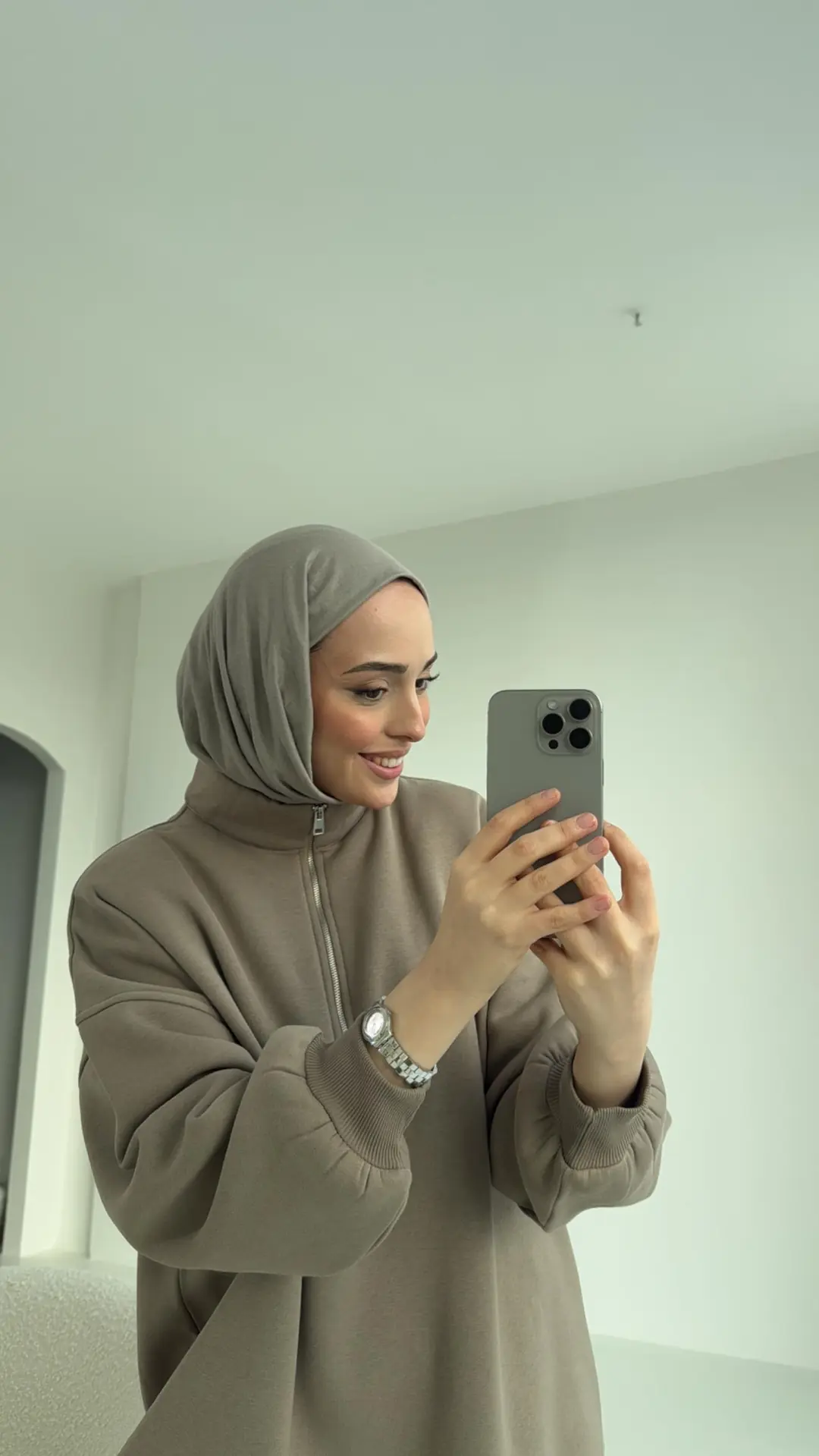 Yarım Zip Sweatshirt Vizon