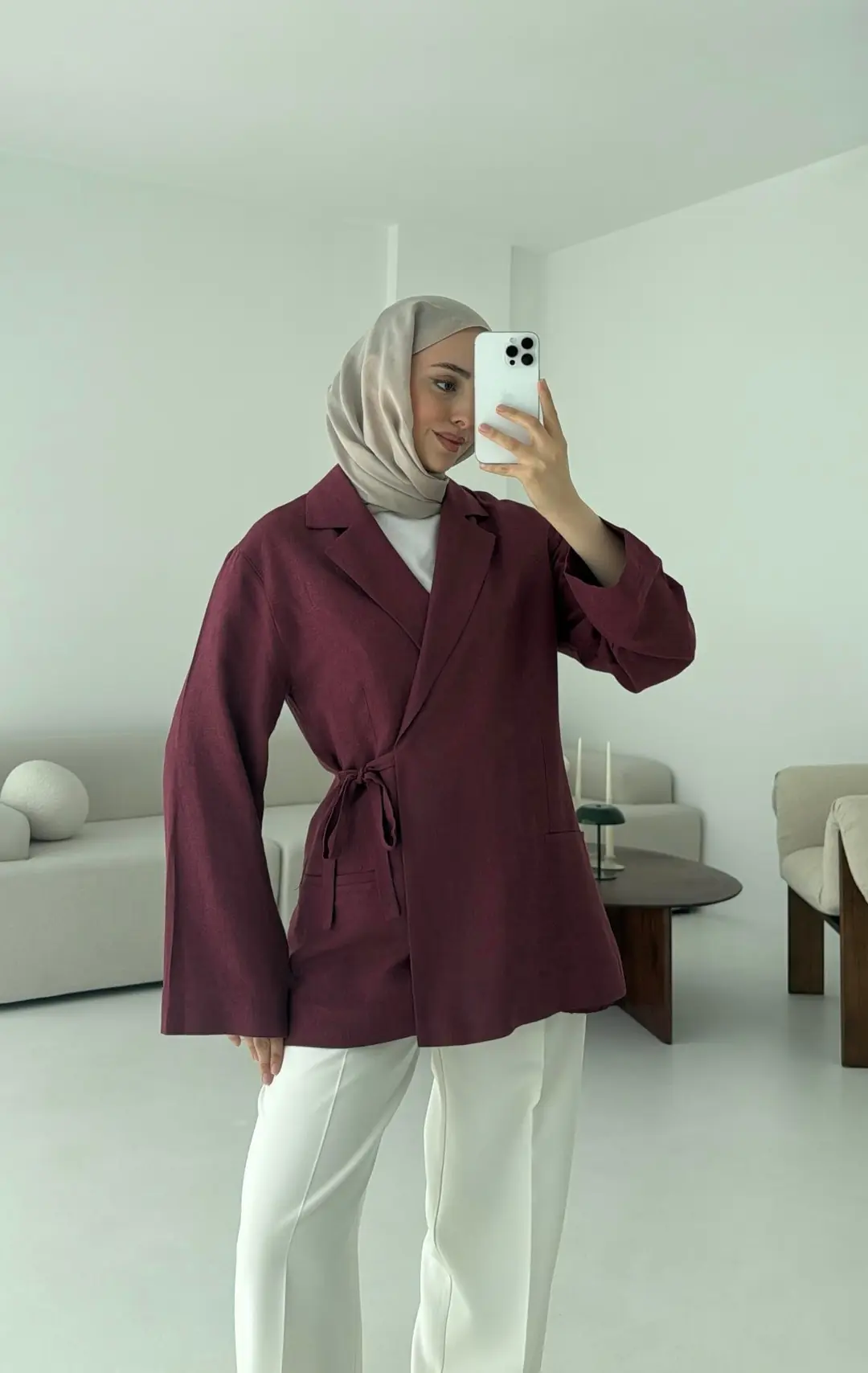 Yazlık Bordo Ceket - Görsel 8