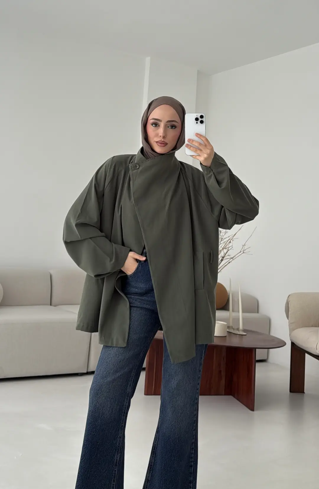 Yazlık Kemerli Ceket Haki - Görsel 2