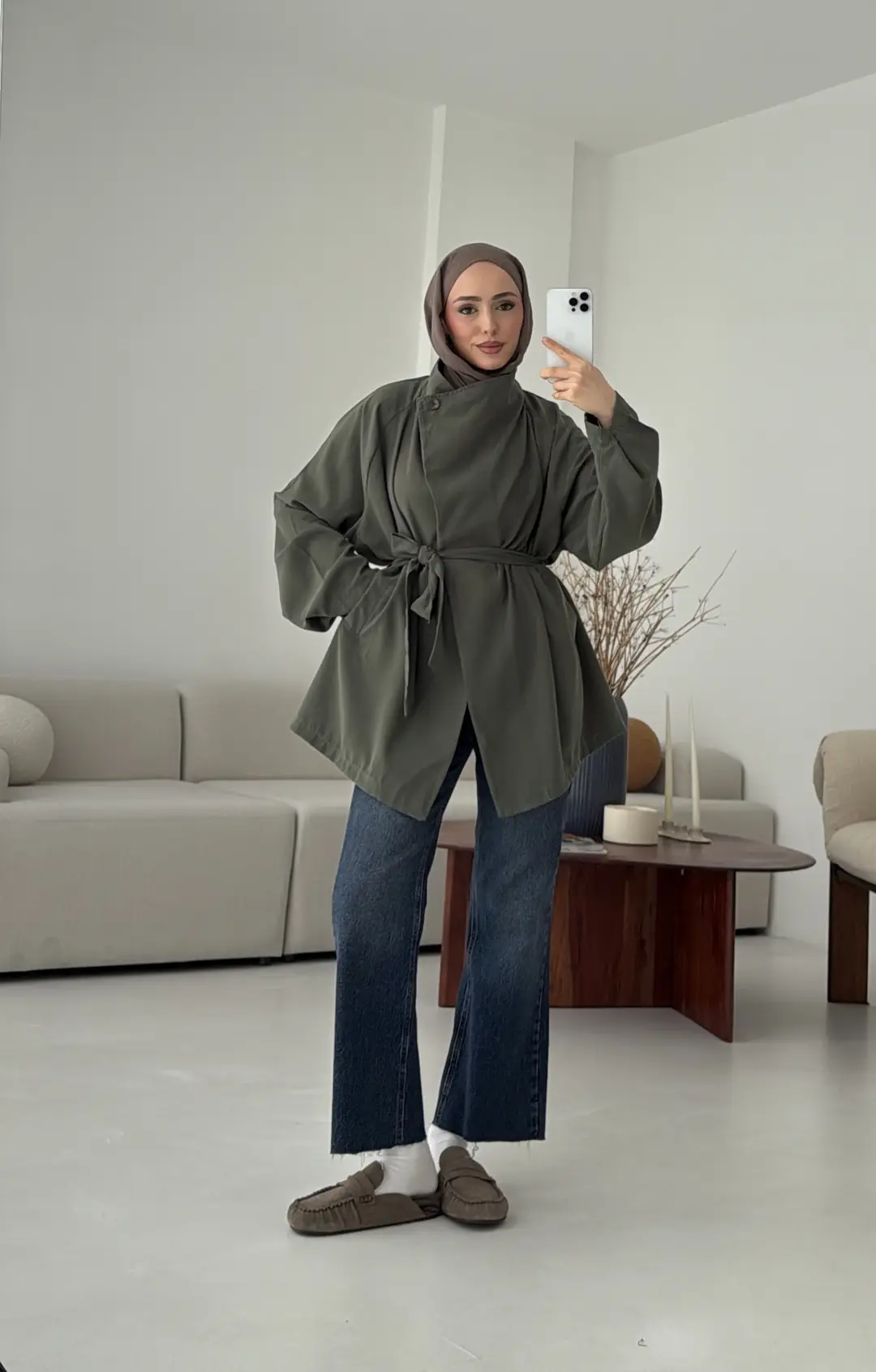 Yazlık Kemerli Ceket Haki - Görsel 7