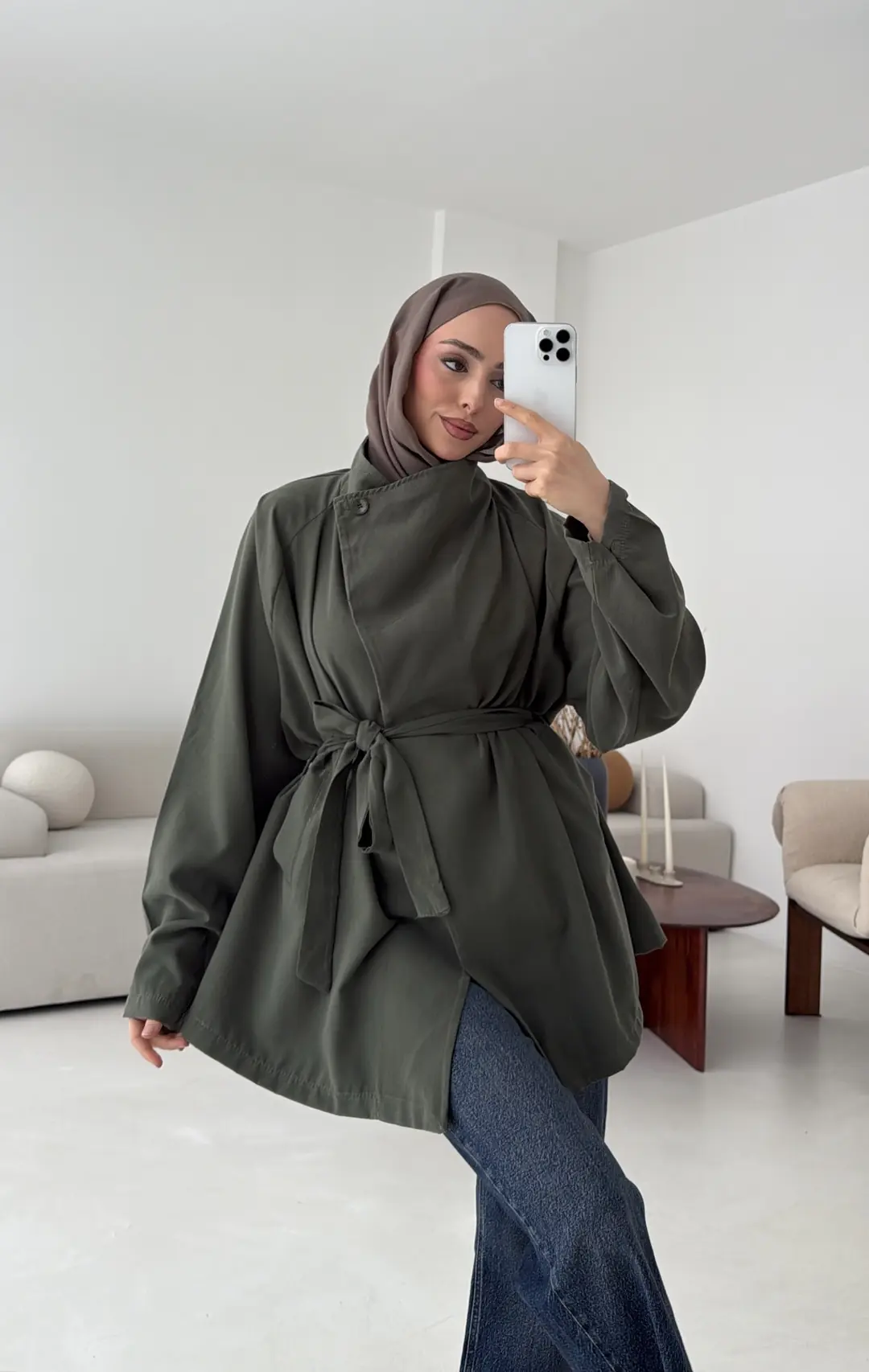 Yazlık Kemerli Ceket Haki - Görsel 9