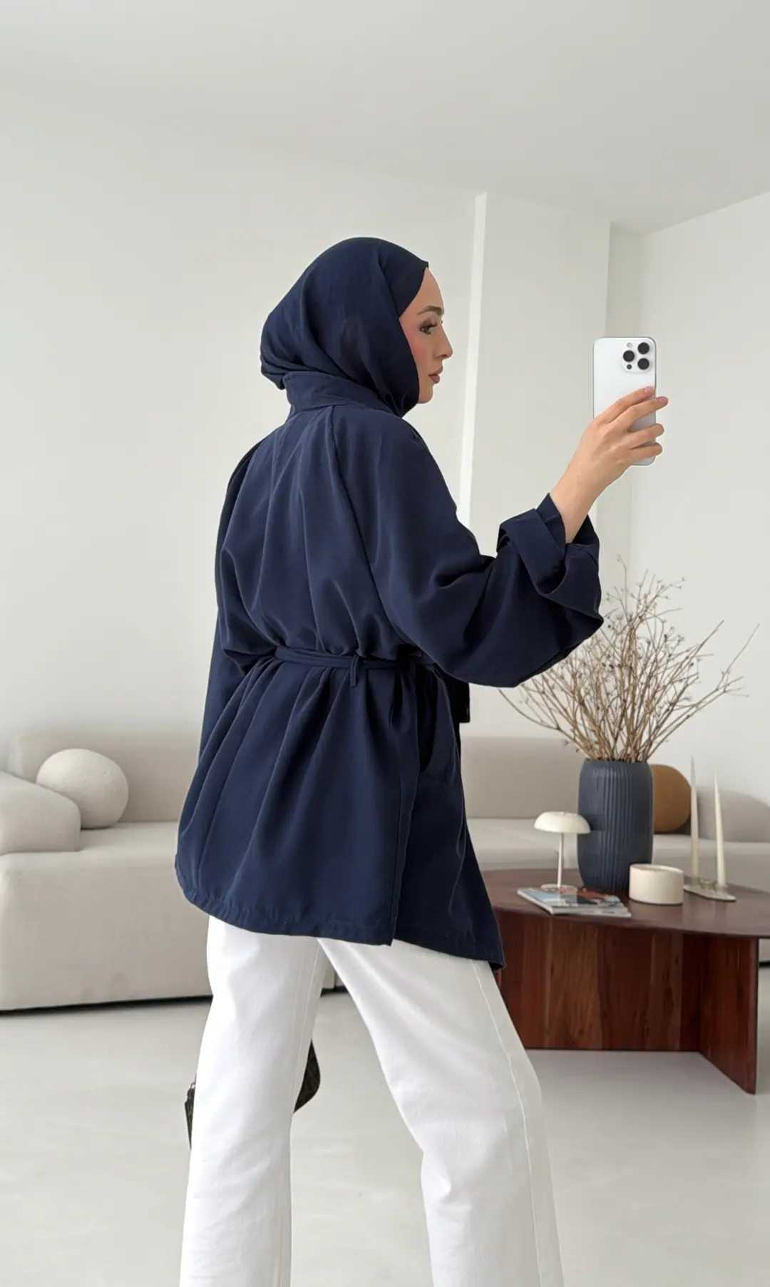 Yazlık Kemerli Ceket Lacivert - Görsel 3