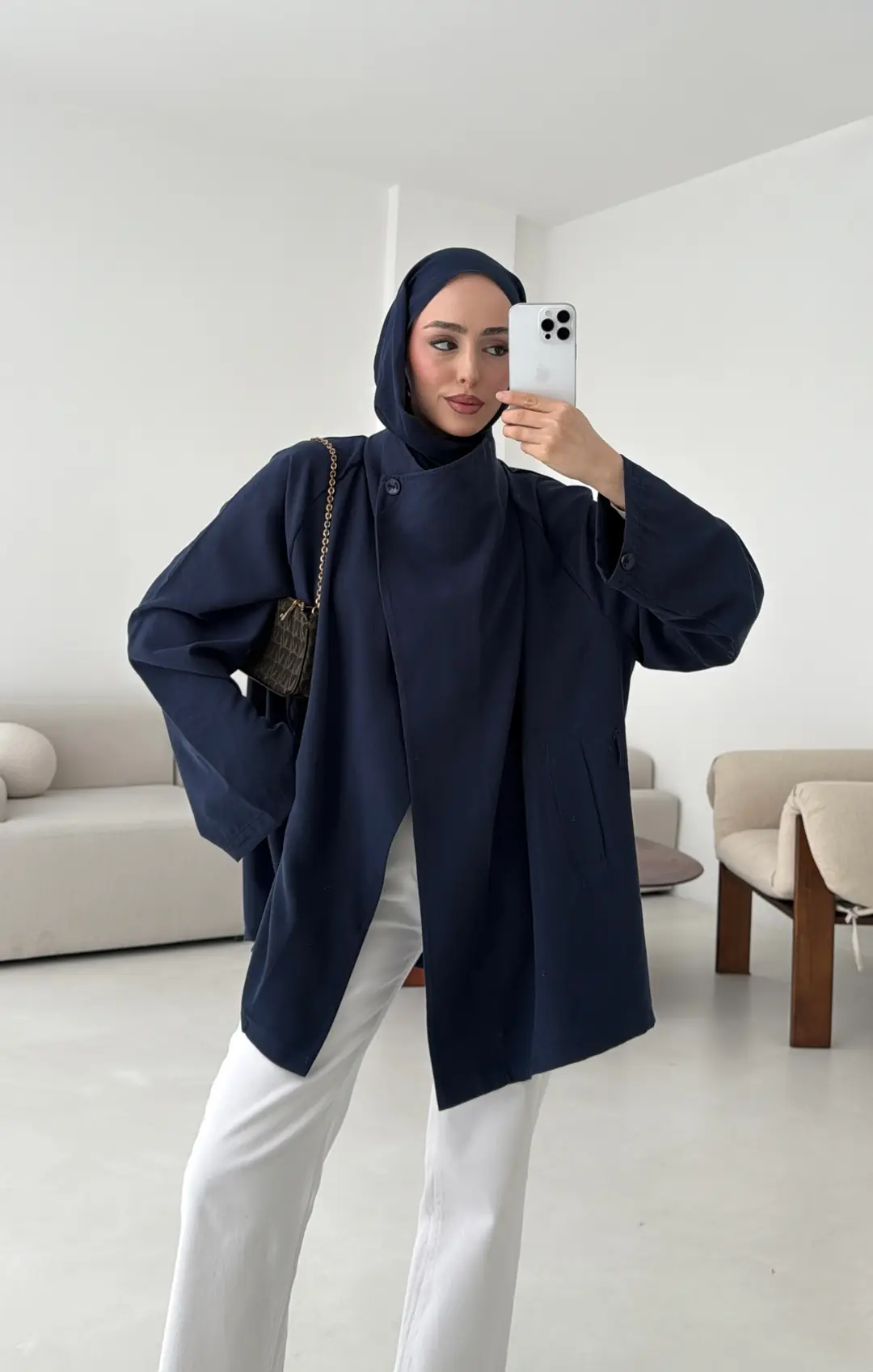 Yazlık Kemerli Ceket Lacivert - Görsel 9