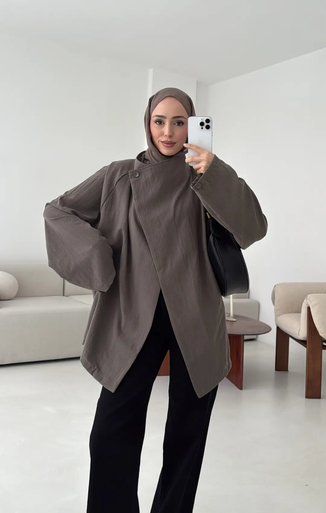 Yazlık Kemerli Ceket Vizon - Görsel 2