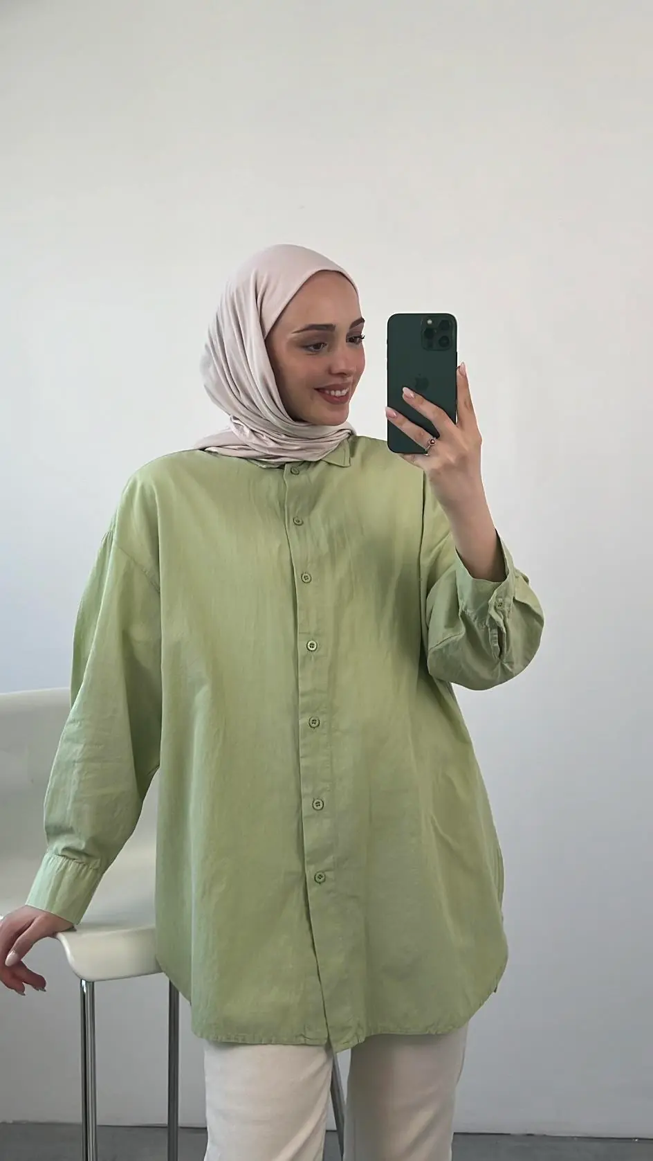 Yıkamalı Cotton Gömlek Mint