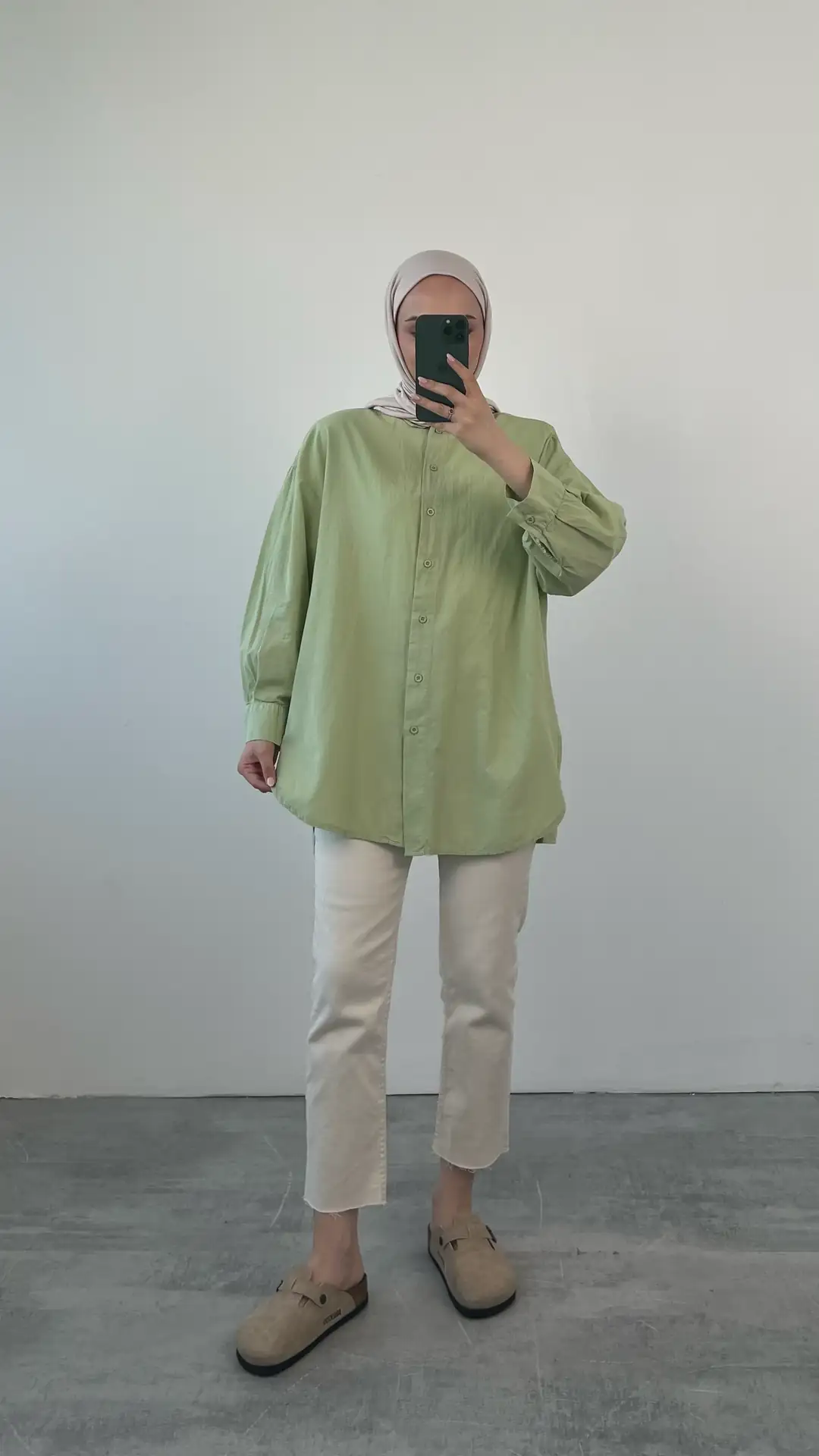 Yıkamalı Cotton Gömlek Mint - Görsel 2