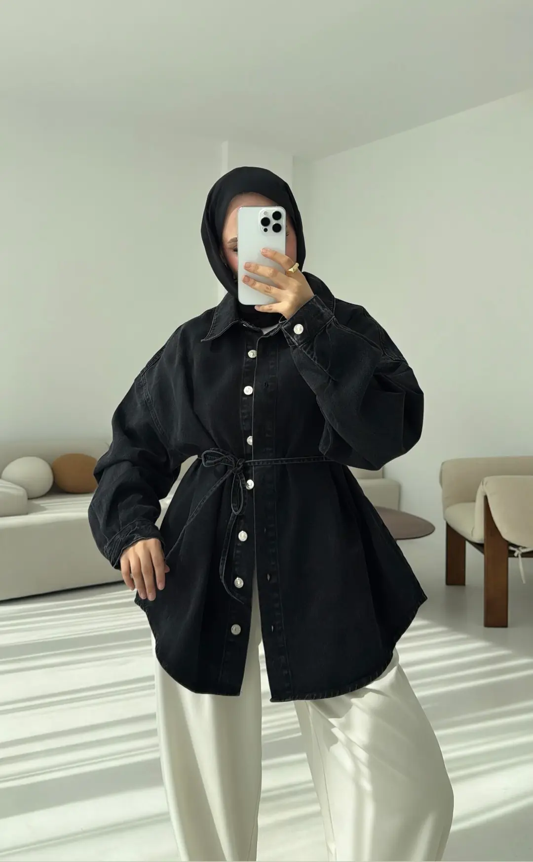 Yıkamalı Siyah Denim Ceket