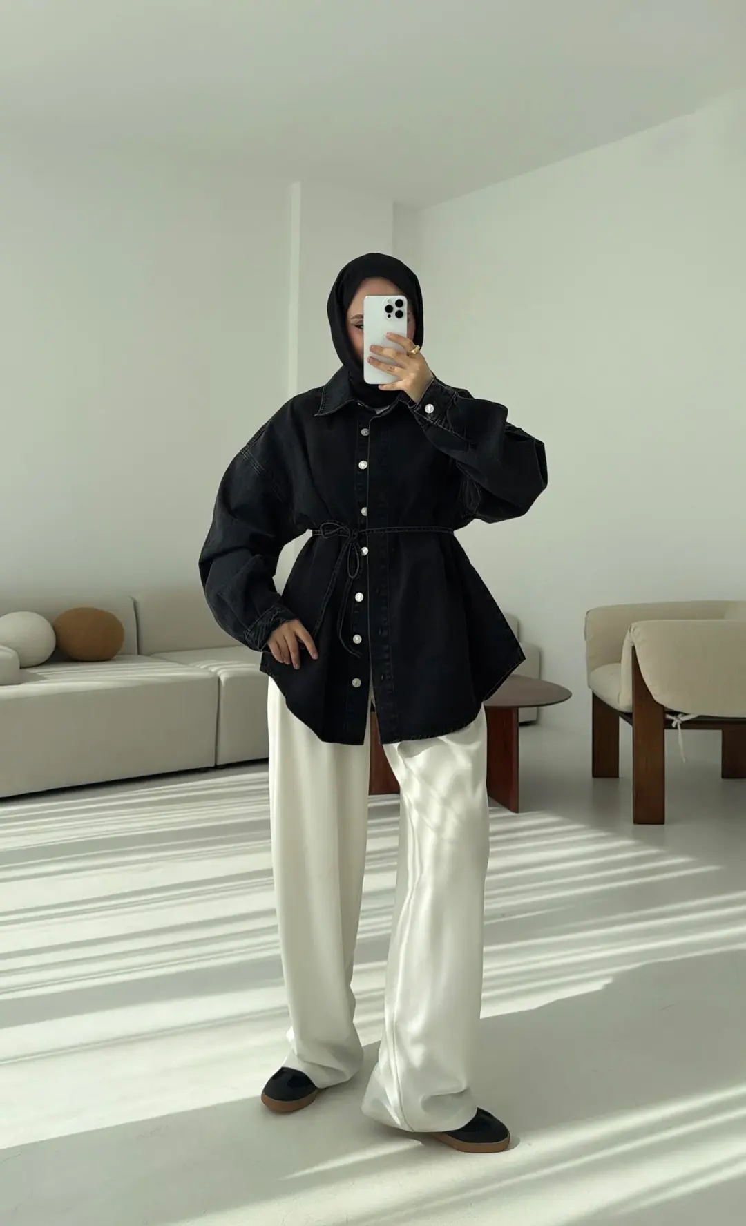 Yıkamalı Siyah Denim Ceket - Görsel 3