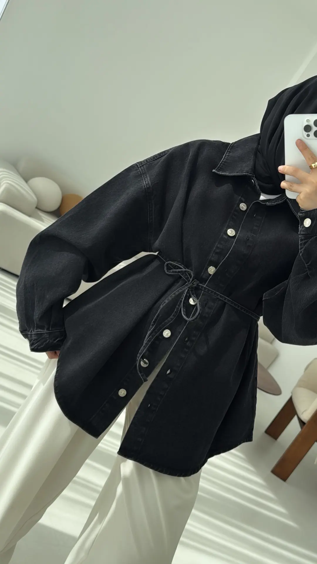 Yıkamalı Siyah Denim Ceket - Görsel 7