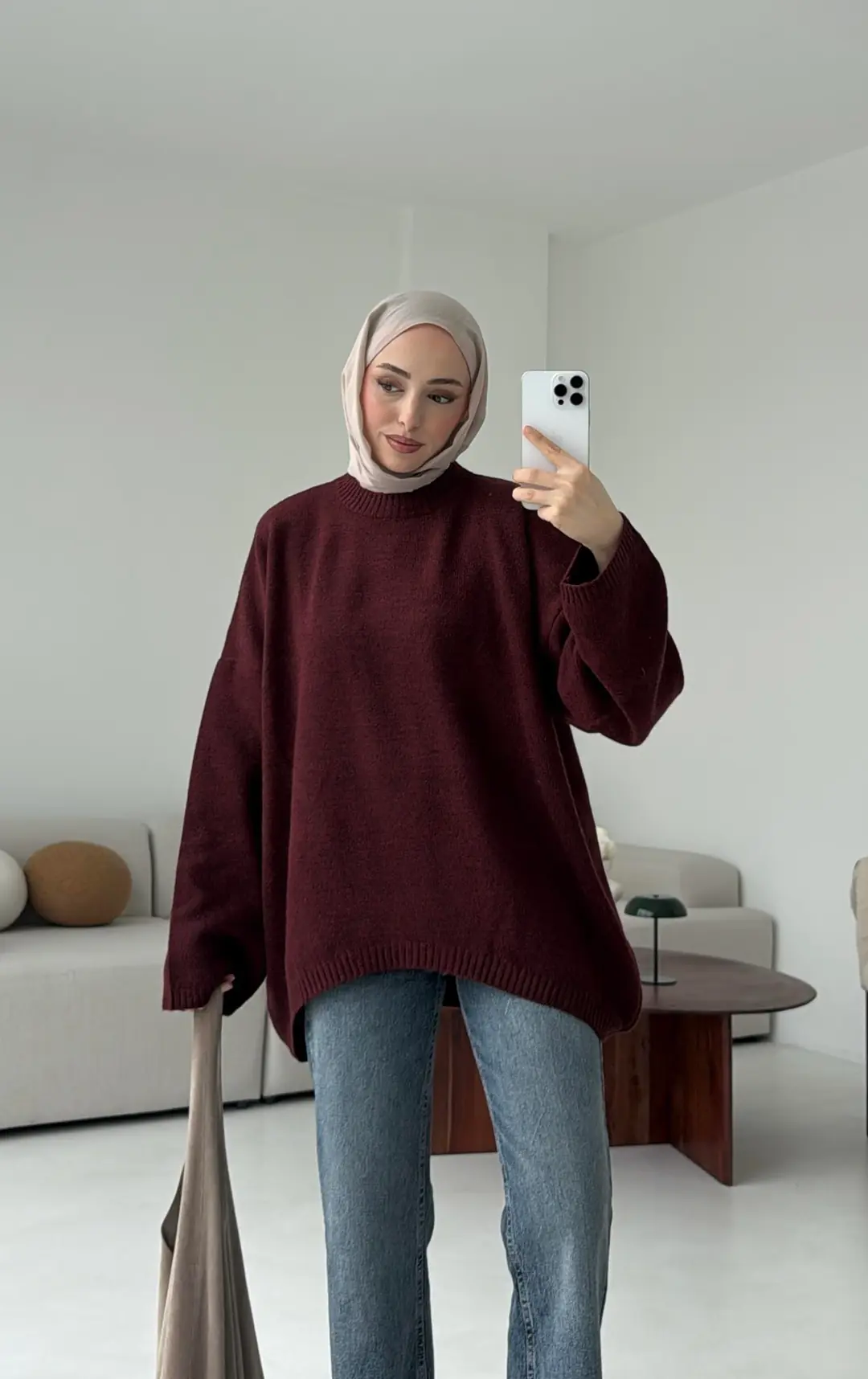 Yumuşak Kazak Bordo - Görsel 3