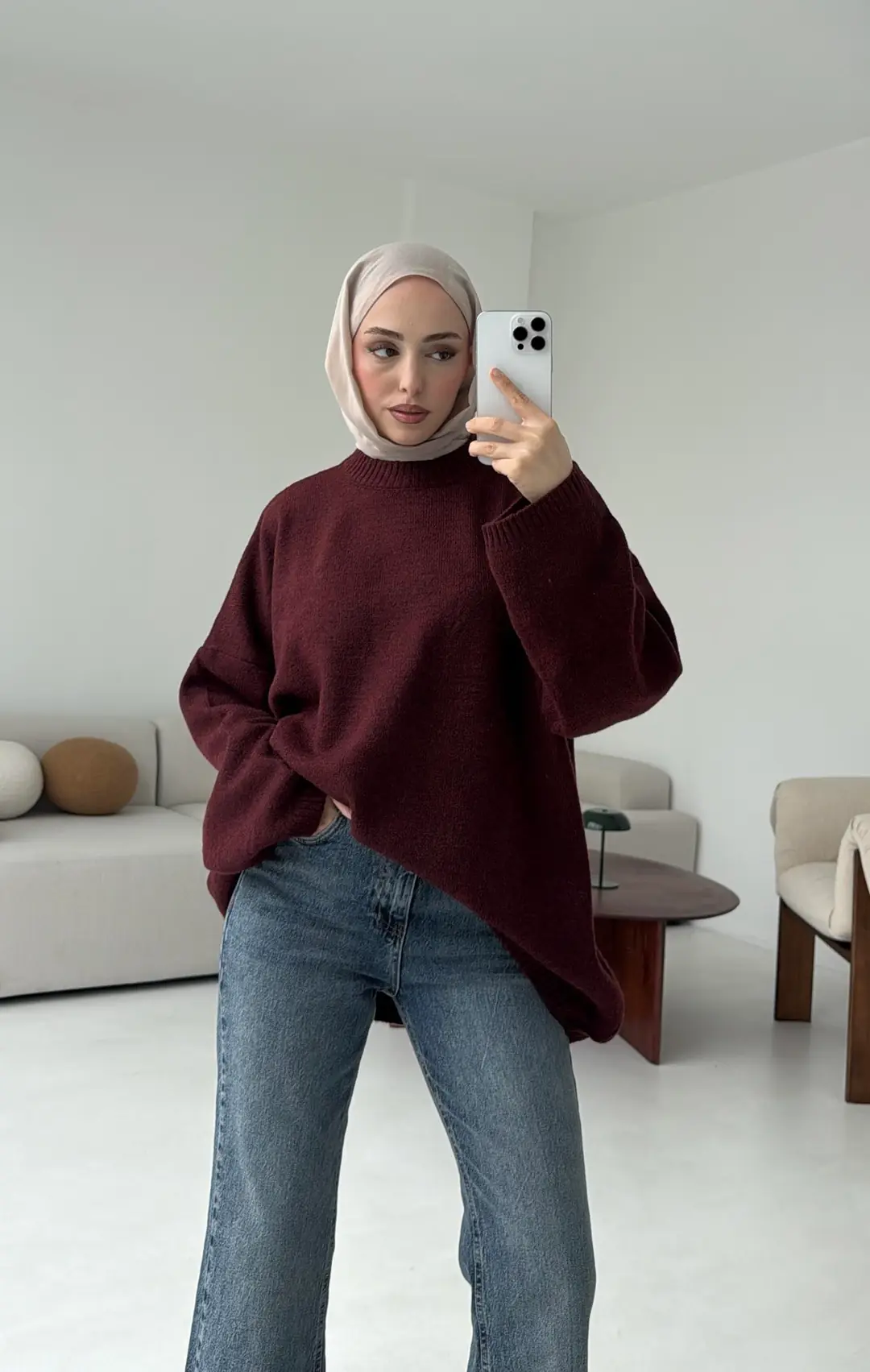 Yumuşak Kazak Bordo - Görsel 4