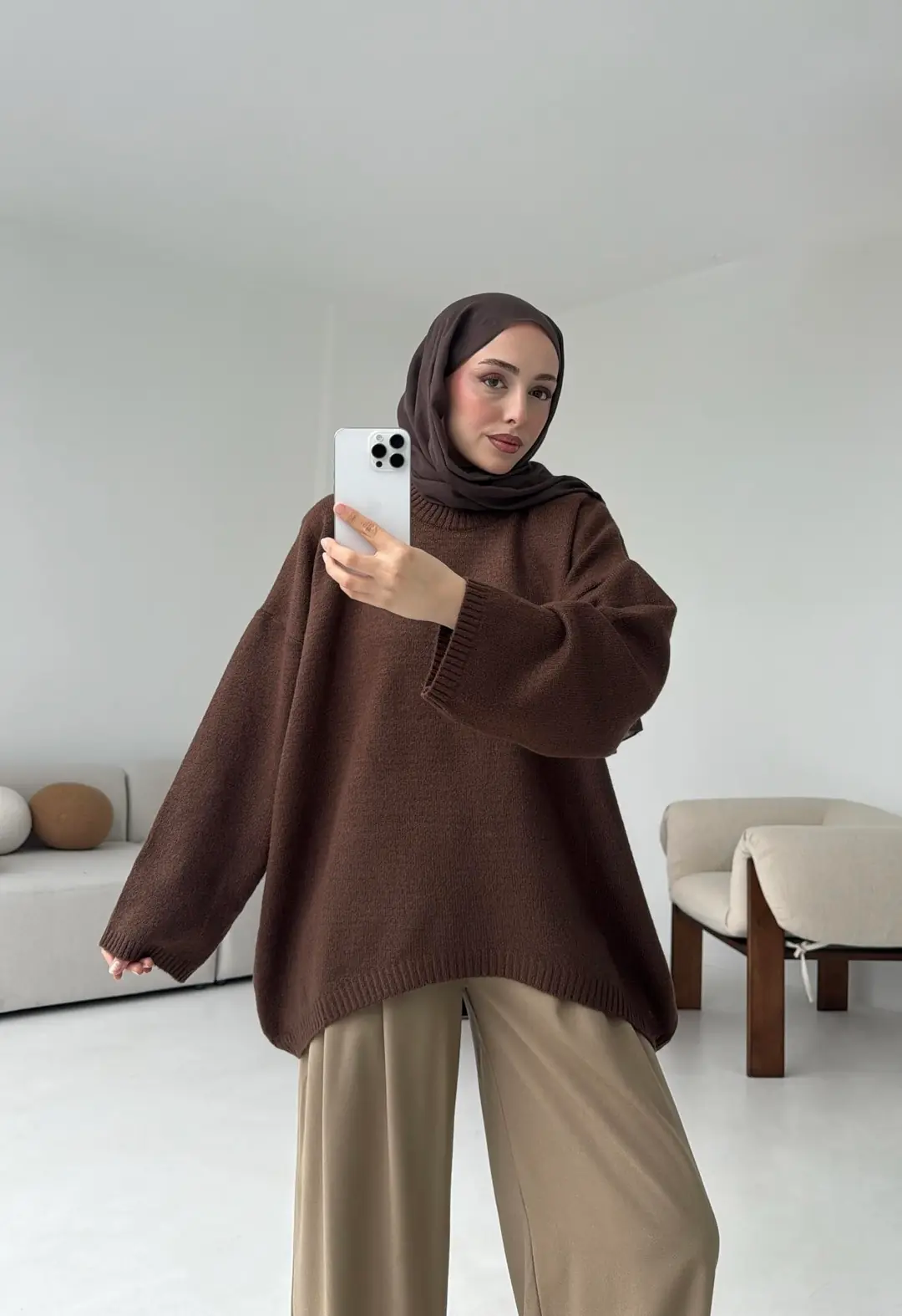 Yumuşak Kazak Kahve - Görsel 3