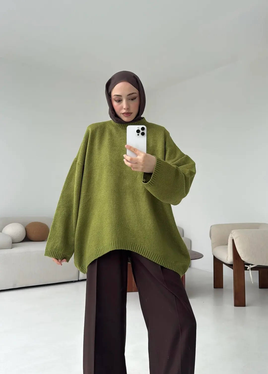 Yumuşak Kazak Olive - Görsel 2