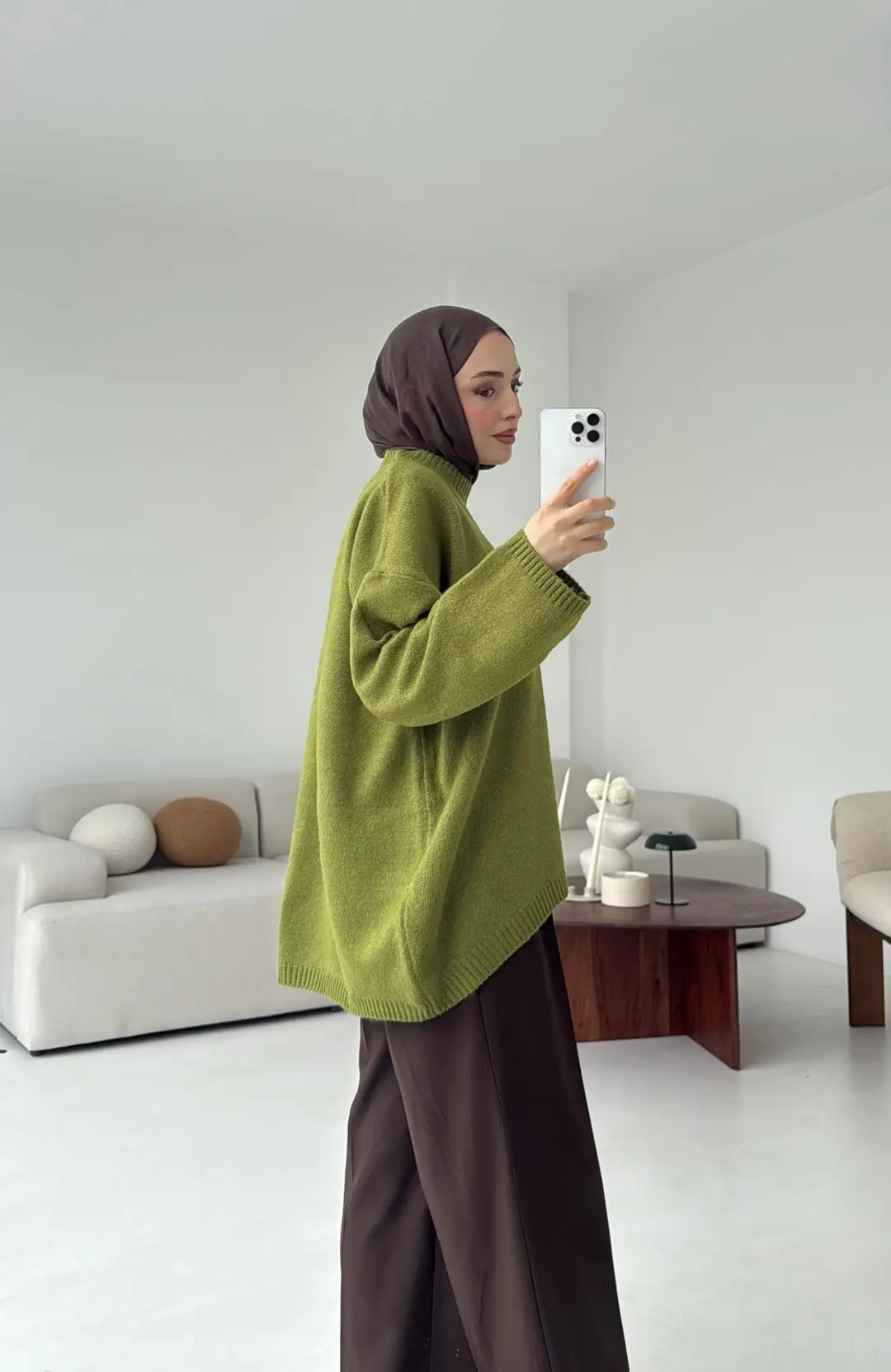 Yumuşak Kazak Olive - Görsel 3