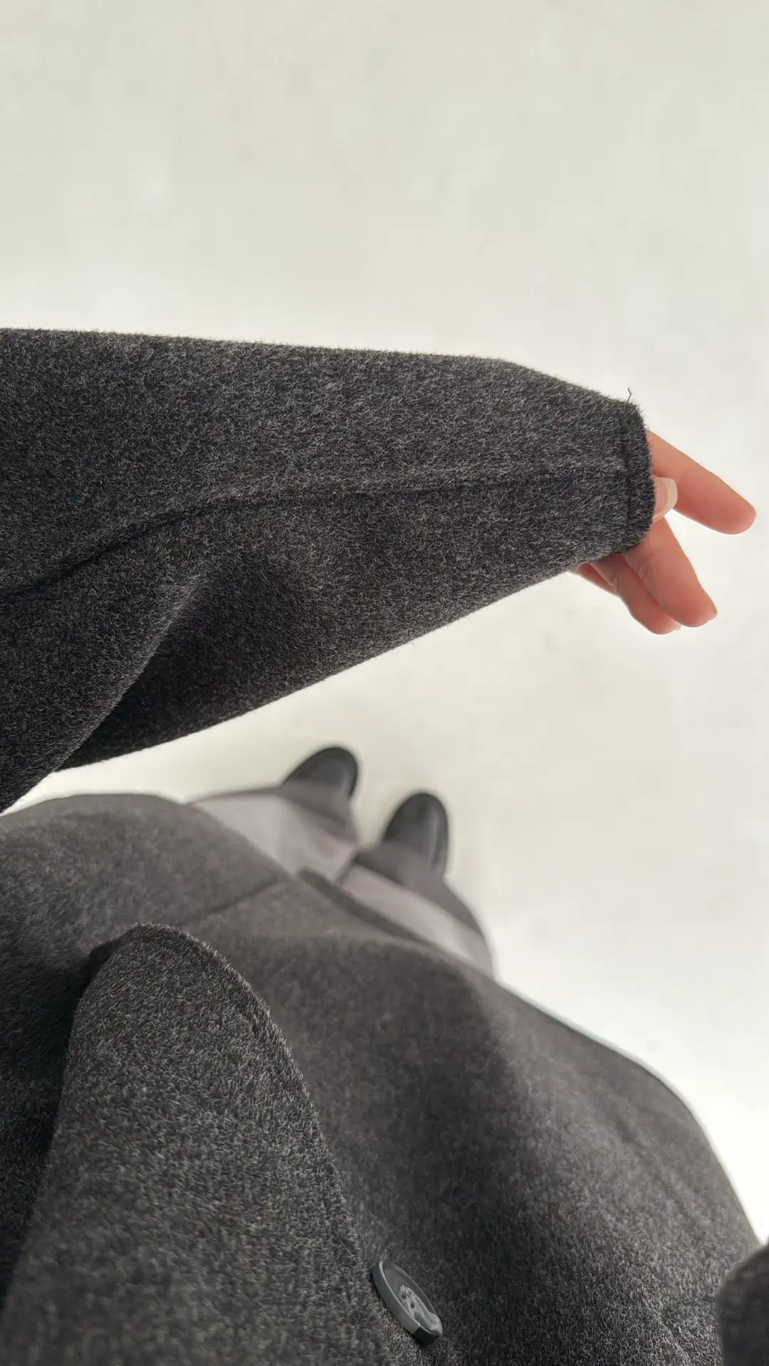 Yumuşak Şal Yaka Kaban Antrasit - Görsel 2